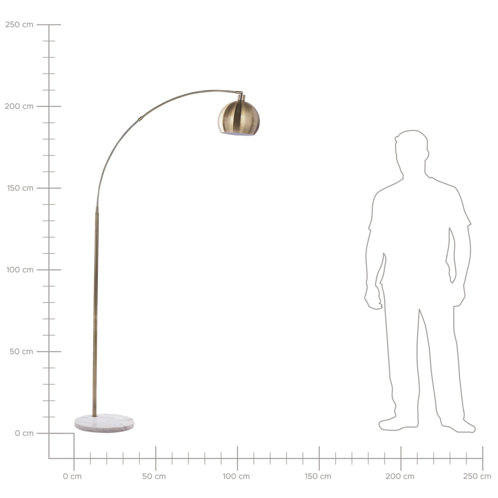 Lampada da Terra Ottone Colore Metallo 210 cm Paralume Orientabile Industriale
