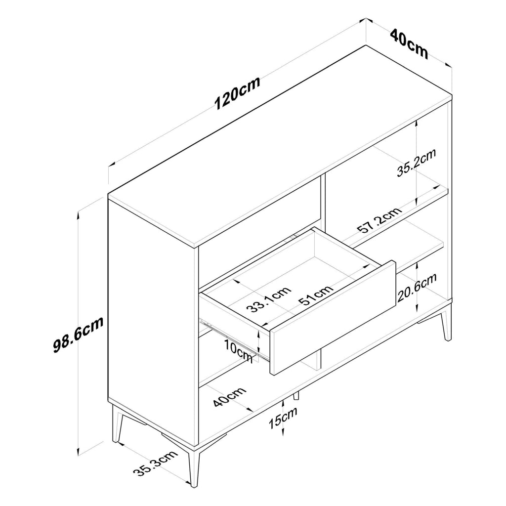 Madia Cavriana, Credenza 2 Cassetti, 120x40x99h cm Bianco