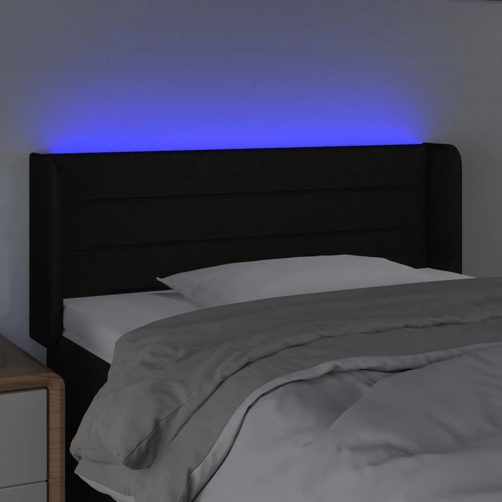 Testiera a LED Nera 93x16x78/88 cm in Tessuto 3123360