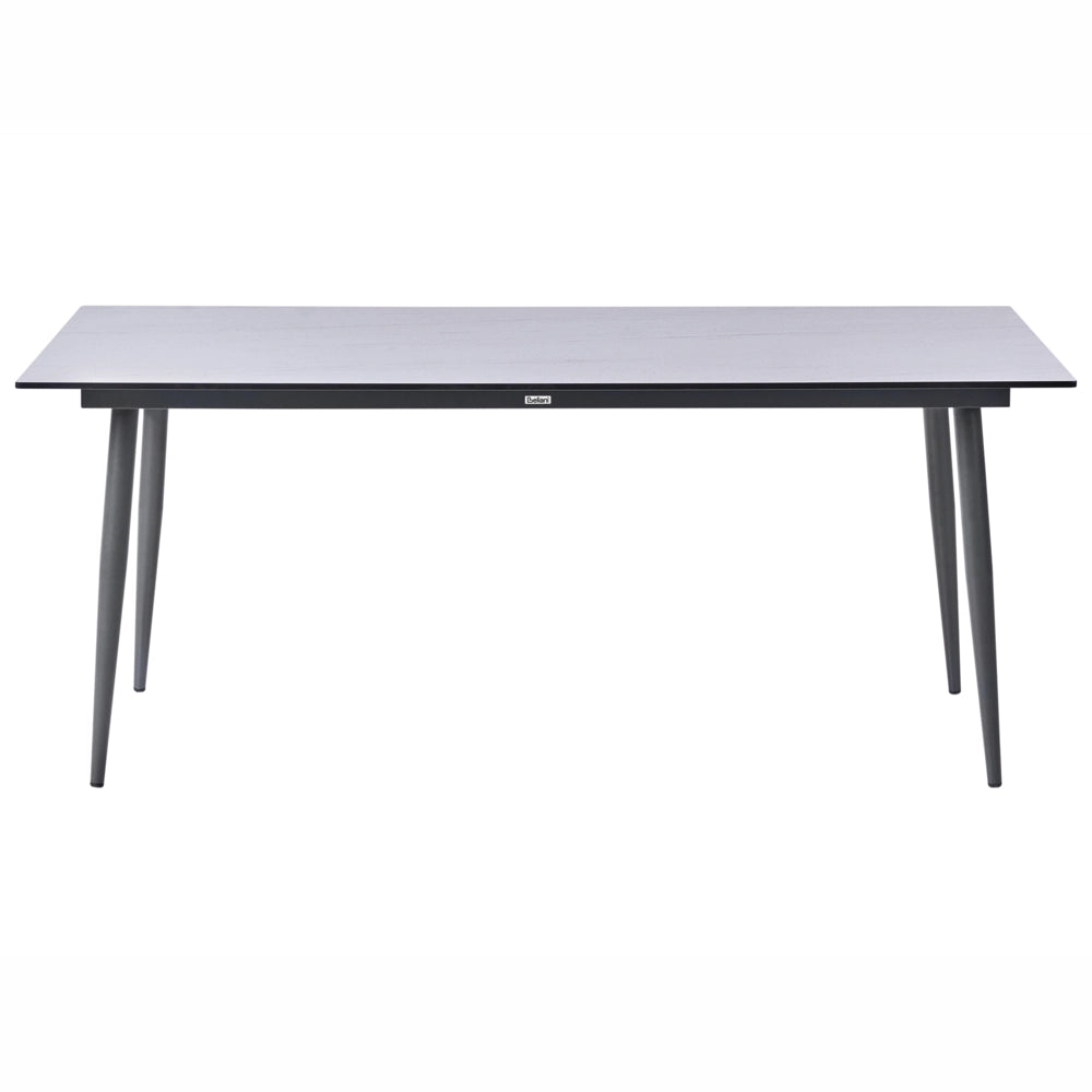 Tavolo da giardino con piano in HPL e struttura in alluminio grigio scuro resistente ai raggi UV all'acqua per esterni, in stile moderno