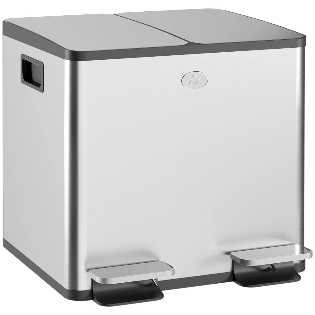 Cestino Acciaio Inox 2x15L Pedale ¨C zephmum ¨C Argento
