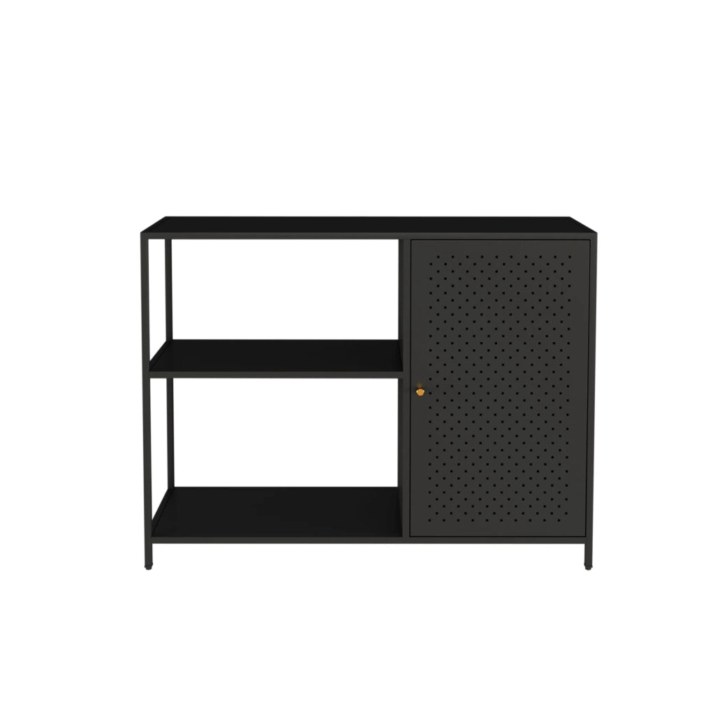 Scaffale 75 x 100 x 30 cm mobiletto portaoggetti in metallo nero opaco 03_0008919