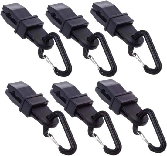 Tappi per tenda per camping - Clip per tarpelone a forma di D con clip grande - Set da 6 pezzi