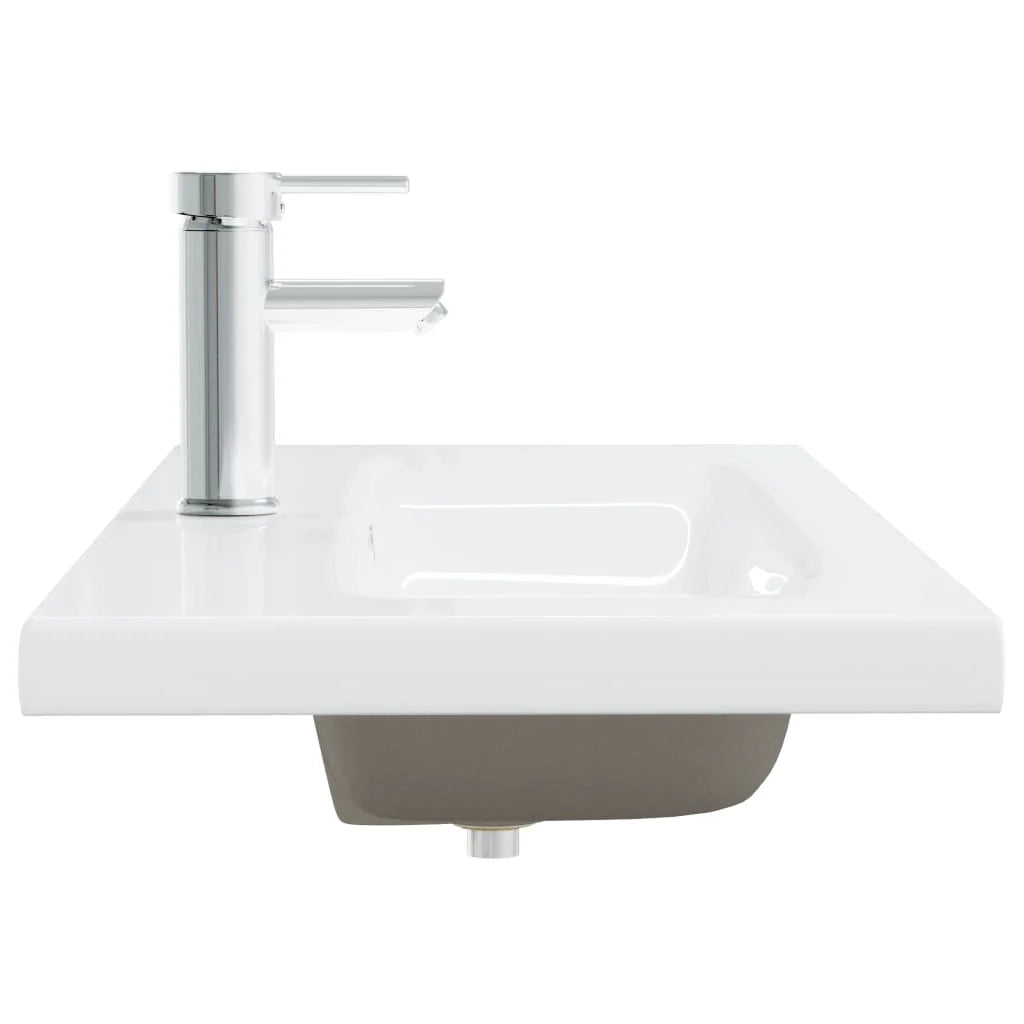Lavabo da bagno con rubinetto integrato 101 cm ceramica bianca 02_0002799