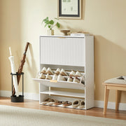 Scarpiera salvaspazio 80 x 24 x 102 cm in bianco con ripiani regolabili e sistema antiribaltamento