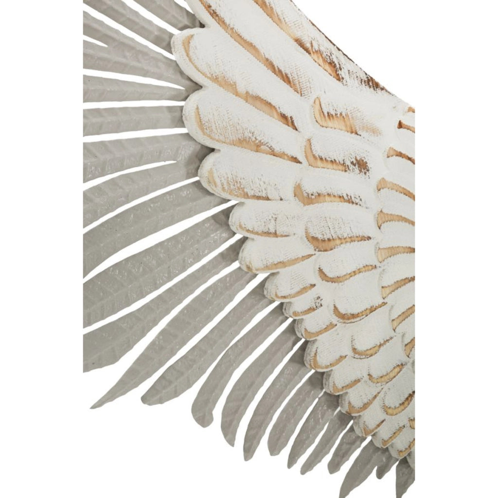Pannello da parete Ali Natural coppia di ali in ferro e MDF bianco