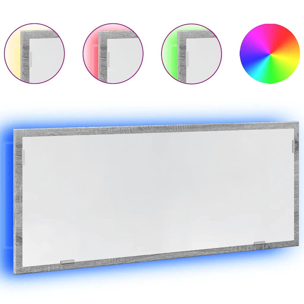 Specchio da Bagno con LED Grigio Sonoma 100x8,5x37cm Truciolato