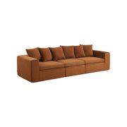 Divano modulare in tessuto ciniglia, 3 posti, terracotta