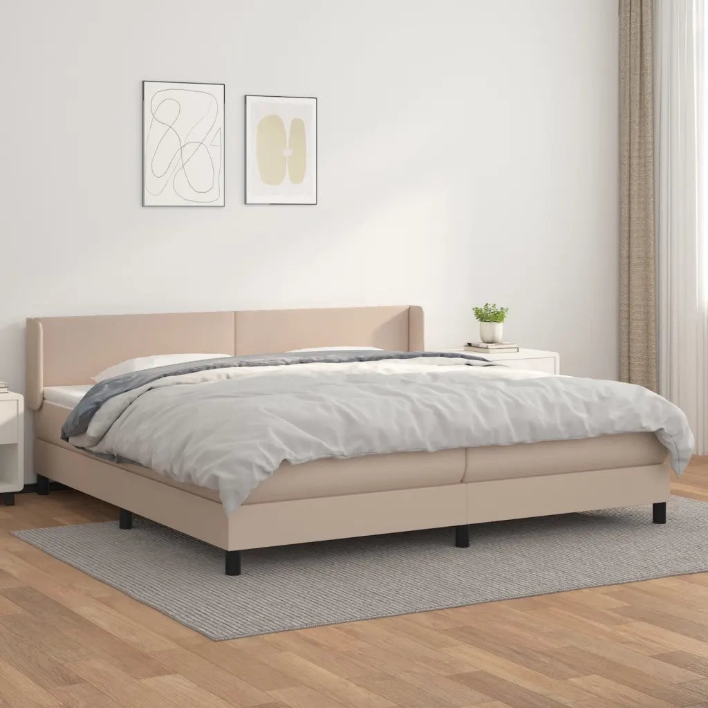 Giroletto a Molle con Materasso Cappuccino 200x200cm Similpelle
