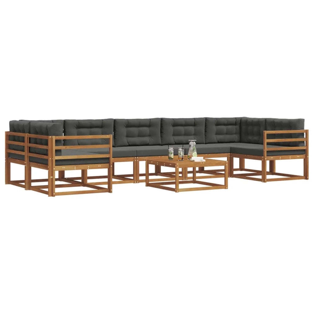 Set di divani da esterno con cuscino 8 pcs Naturale e Antracite 3367320