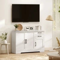 Credenza Buffet da cucina con 3 porte, 2 cassetti e ripiano regolabile, 120 x 38 x 79 cm, Bianco