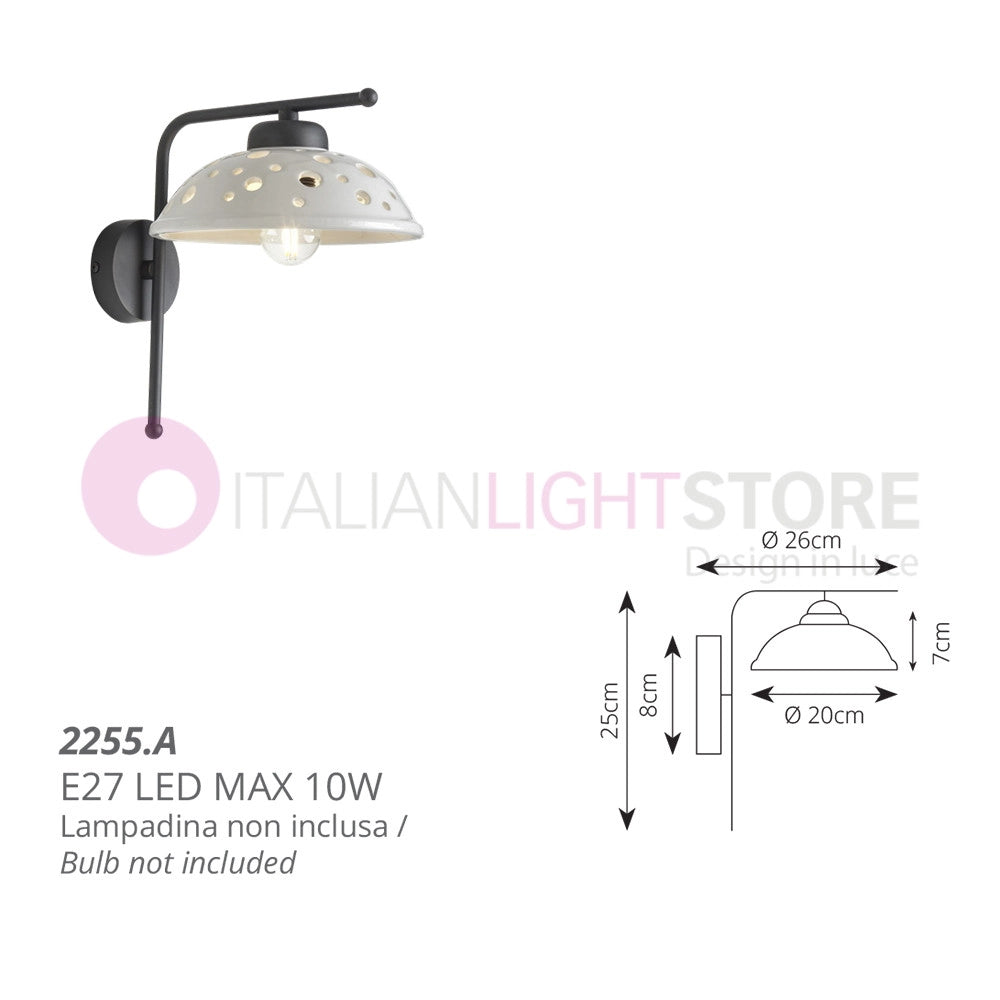 CONTEMPORANEA Applique in Metallo Nero e Ceramica Traforata D.20