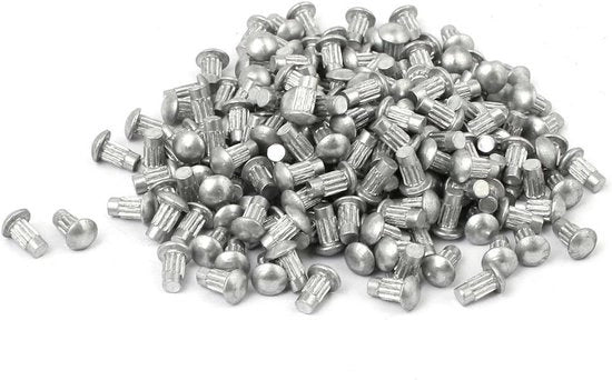 200 pezzi M3 x 6mm Ghiere a raggiera Testa rotonda Viti a chiodo solido in alluminio Tono argento - Materiale di fissaggio per progetti di fai da te