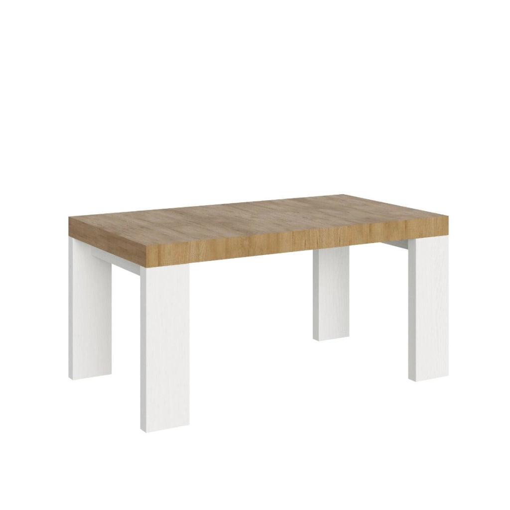 Tavolo Allungabile 160/420x90x77 cm Roxell Mix piano Quercia Natura gambe Bianco Frassino