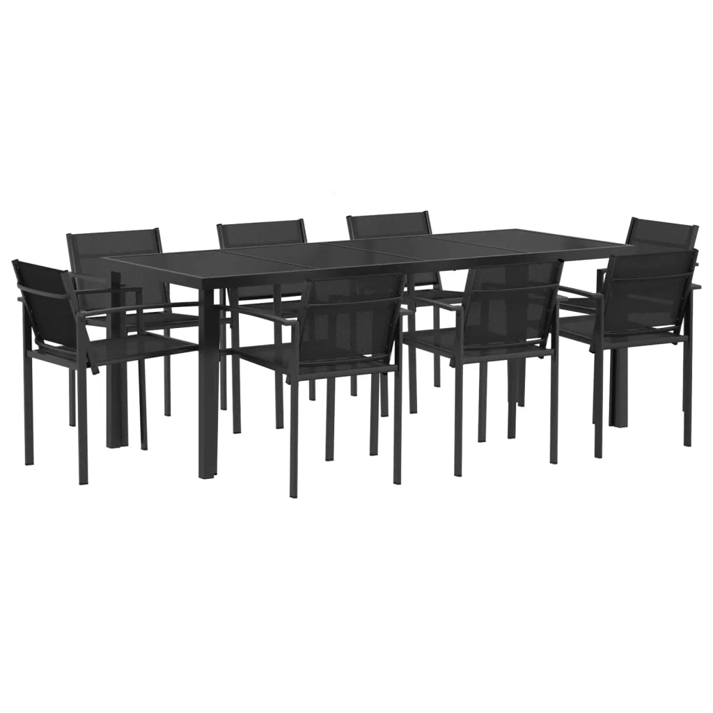 Set di Mobili da Esterno 9 pcs Nero e antracite Textilene 3422884