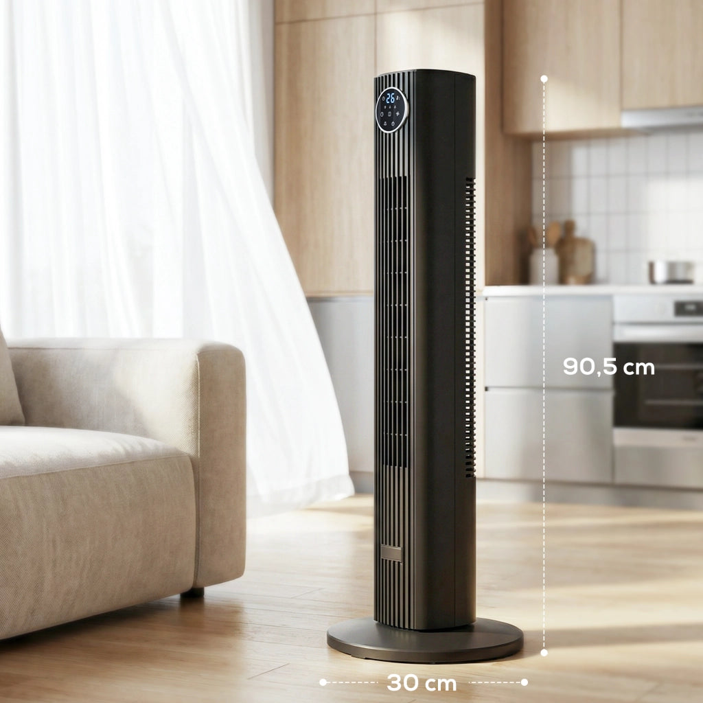 Ventilatore a colonna silenzioso ¨C ZephMum ¨C 28dB 8m/s 12 velocit¨¤ 4 modalit¨¤ timer 12H nero