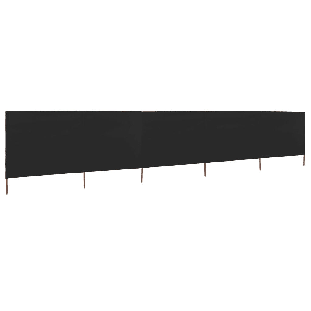 Paravento a 5 Pannelli in Tessuto 600x120 cm Nero 47164