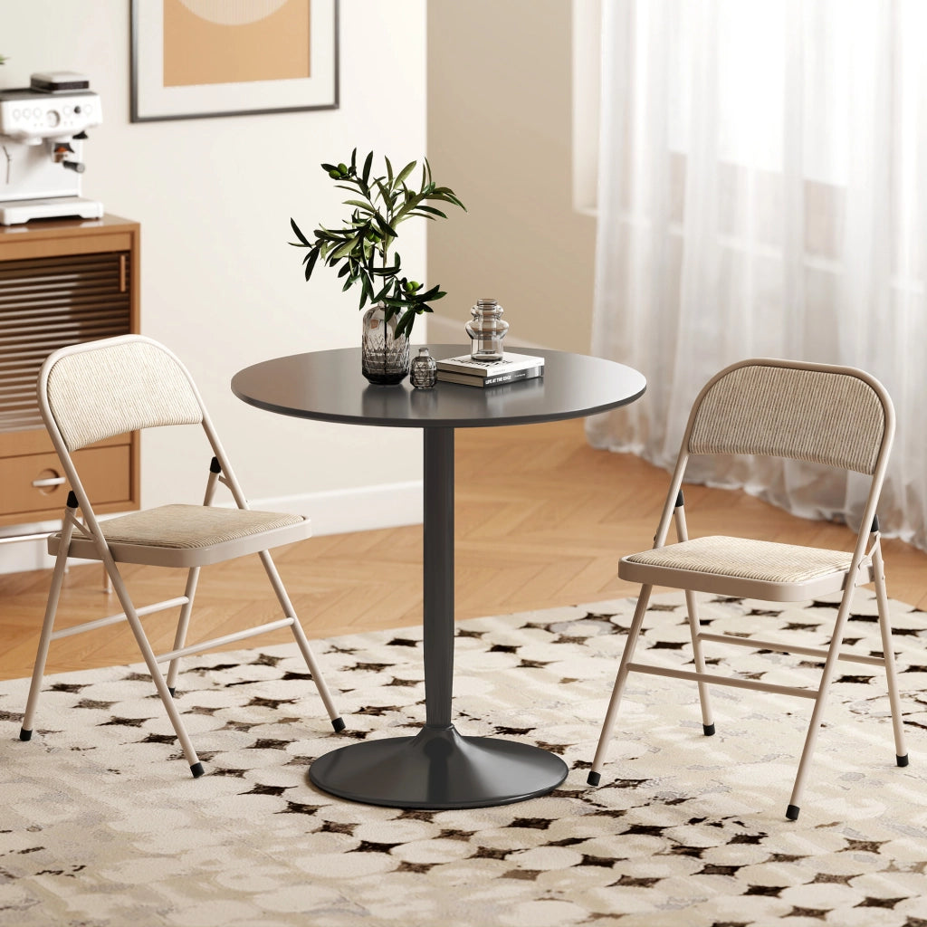 Sedia Pieghevole ¨C zephmum ¨C Beige, Lino Sintetico, Acciaio, 45x46x78 cm