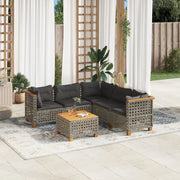Set Divano da Giardino 6 pz con Cuscini Grigio in Polyrattan