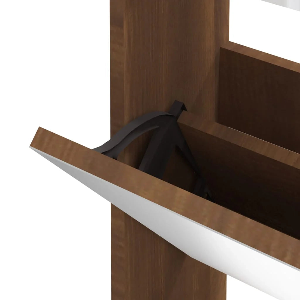 Scarpiera mobiletto portascarpe mobile ingresso/corridoio/soggiorno con specchio 3 ripiani 63 x 17 x 102,5 cm marrone 02_0021885