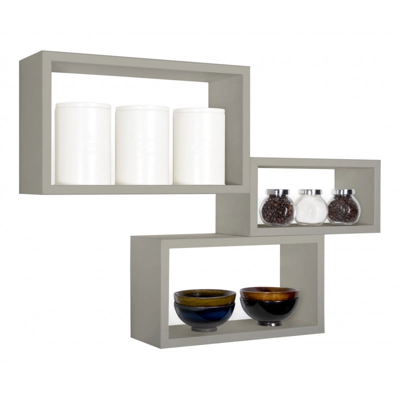 Set di 3 Mensole da Muro, Libreria Sospesa, Libreria Parete, Marrone Talpa, 45x27 p15,5 cm, 40x22 p15,5 cm e 35x17 p15,5 cm - Trittico