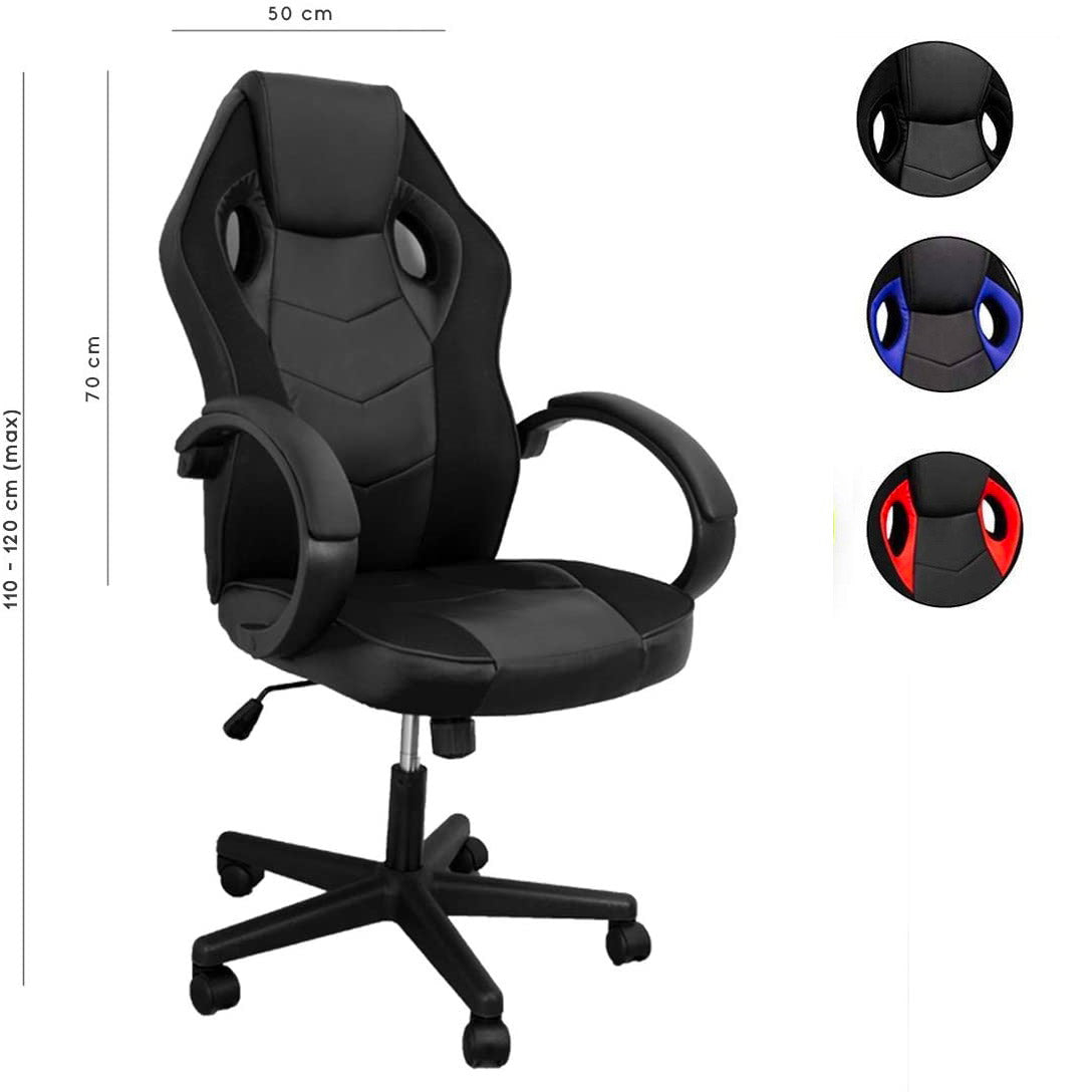 Sedia da Gaming Ergonomica 59x110/120x65 cm in Similpelle Nero/Rosso