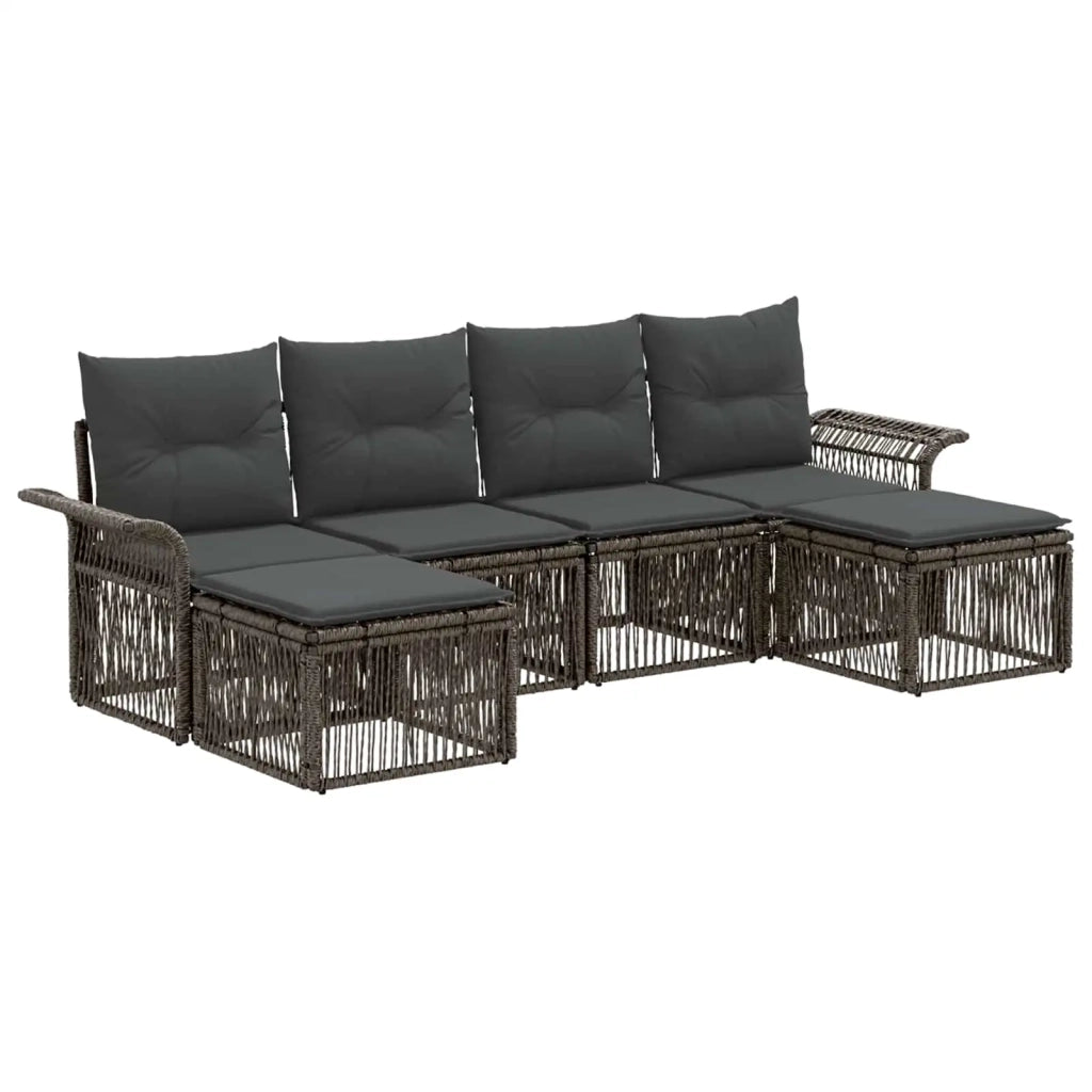 Set Divano da Giardino 6 pcs Grigio polyrattan 3434909