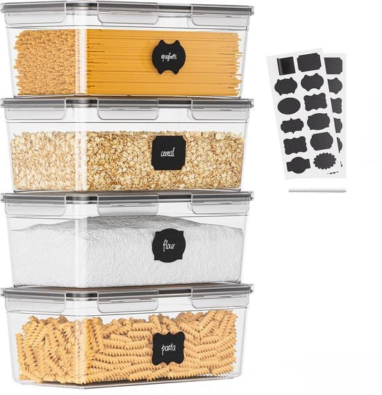 Set di contenitori a chiusura ermetica 3,5L, con coperchi, da 4, contenitore BPA-free, organizzatore per la cucina, contenitore per la conservazione dei cibi, set per spaghetti, pasta, noodle.
