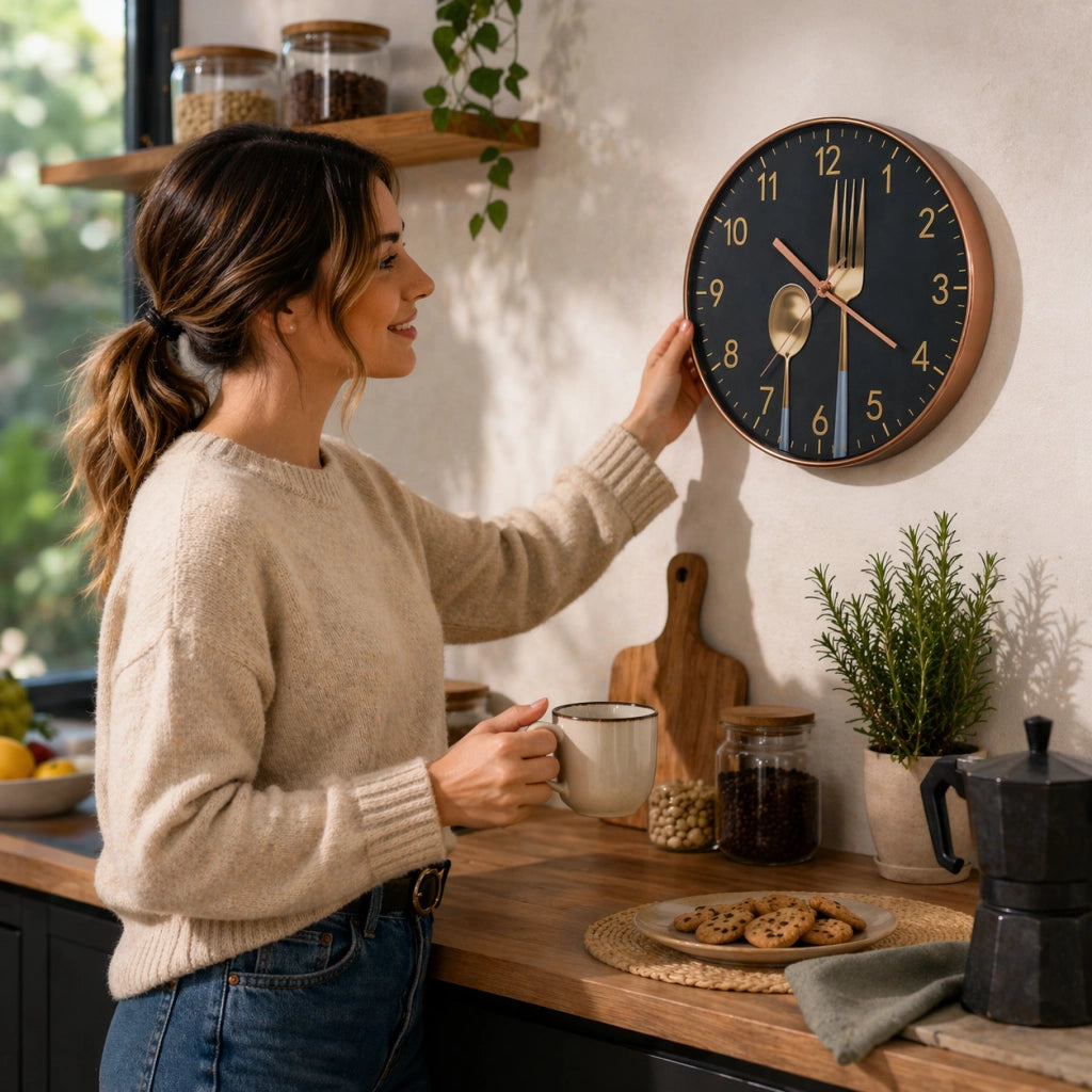 OROLOGIO DA PARETE CUCINA DESIGN POSATE MODERNO 30CM DECORAZIONE CASA