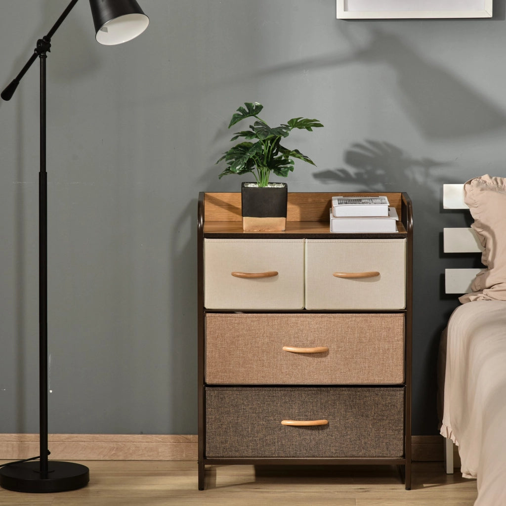 Comodino con 4 Cassetti ¨C Zephmum ¨C Legno e Metallo 58x29x78,5 cm