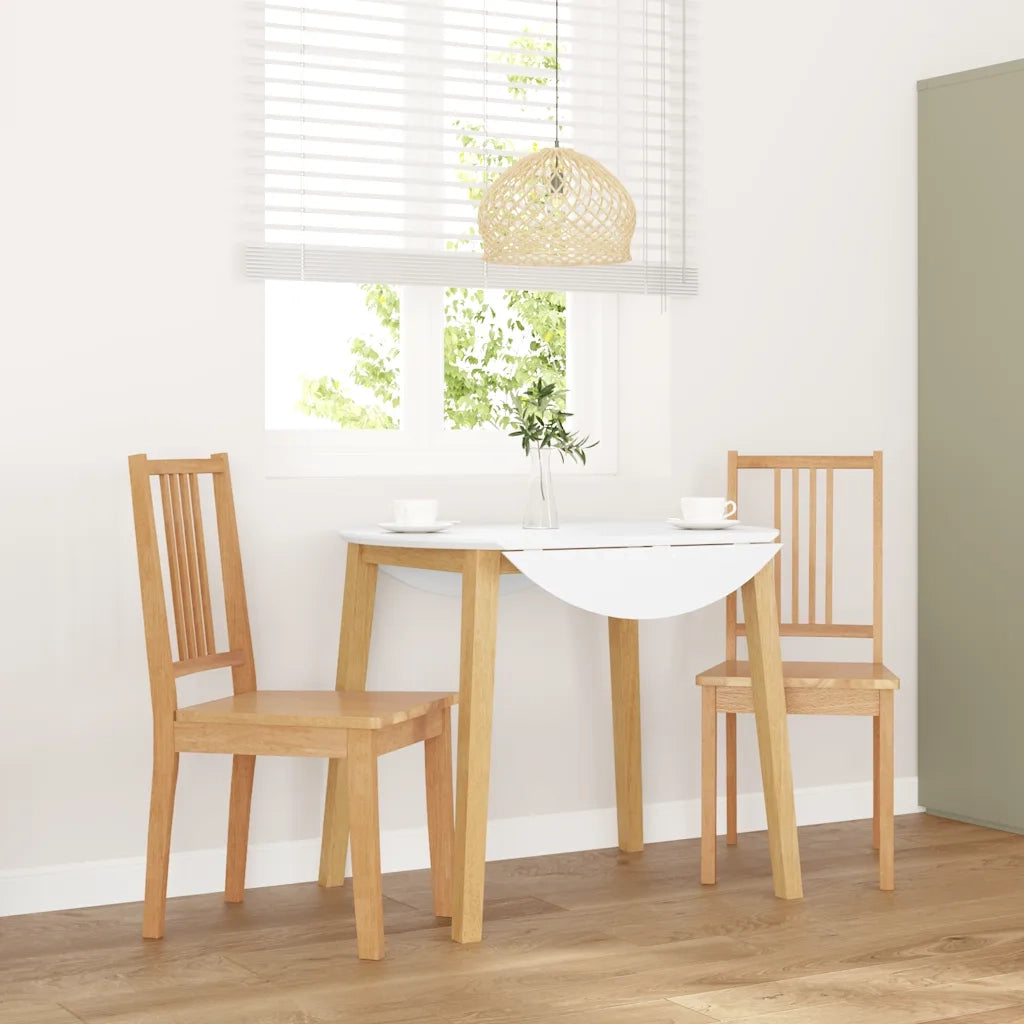 Sedie da Pranzo 2 pz Naturale in Legno Massello di Hevea