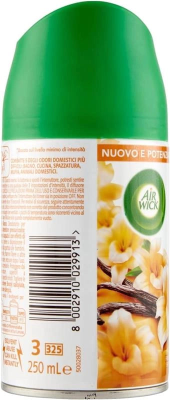 AIR WICK FRESHMATIC RICARICA SPRAY AUTOMATICO POTERE NEUTRALIZZA ODORI INFUSO CON OLI ESSENZIALI NATURALI FRAGRANZA VANIGLIA E THÈ BIANCO 250 ML