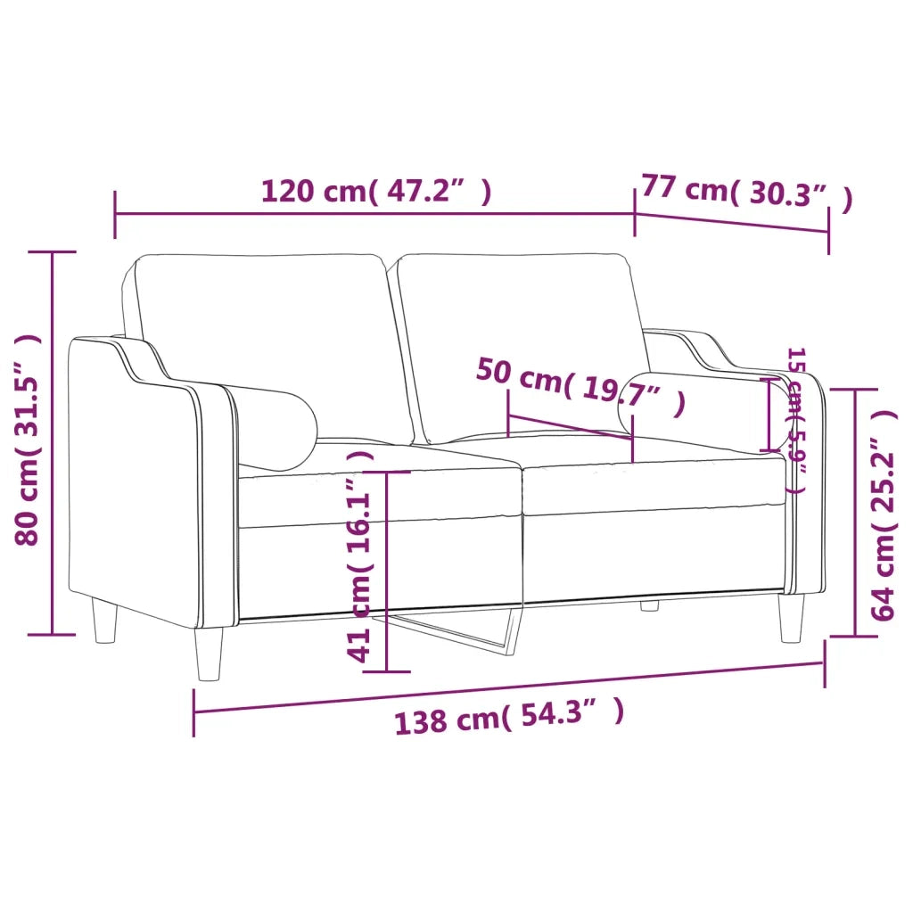Divano a 2 Posti con Cuscini-Sofa 2 Posti con Cuscini Crema 120 cm in Tessuto 173226
