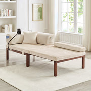 Divano letto singolo estraibile in velluto beige