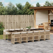Set da Pranzo da Giardino 13 pz con Cuscini Beige in Polyrattan 3210946