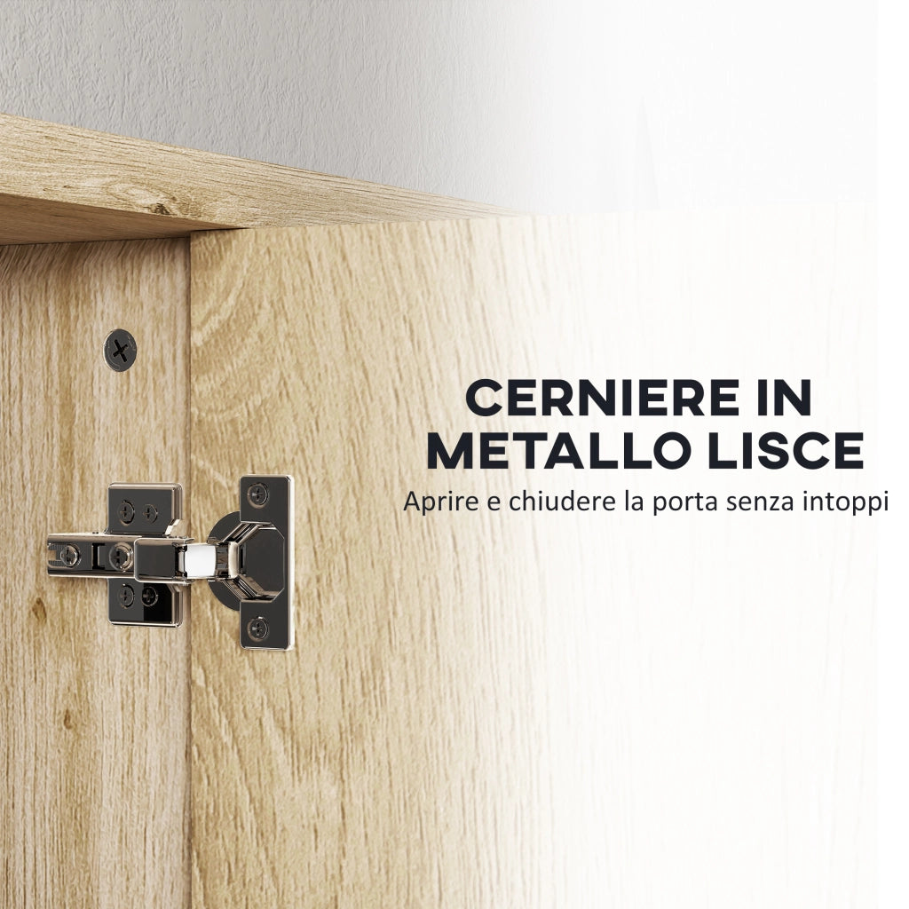 Specchio da Bagno Contenitore con 2 Ante 60x20x60 cm con Specchio e Scomparto Aperto Naturale