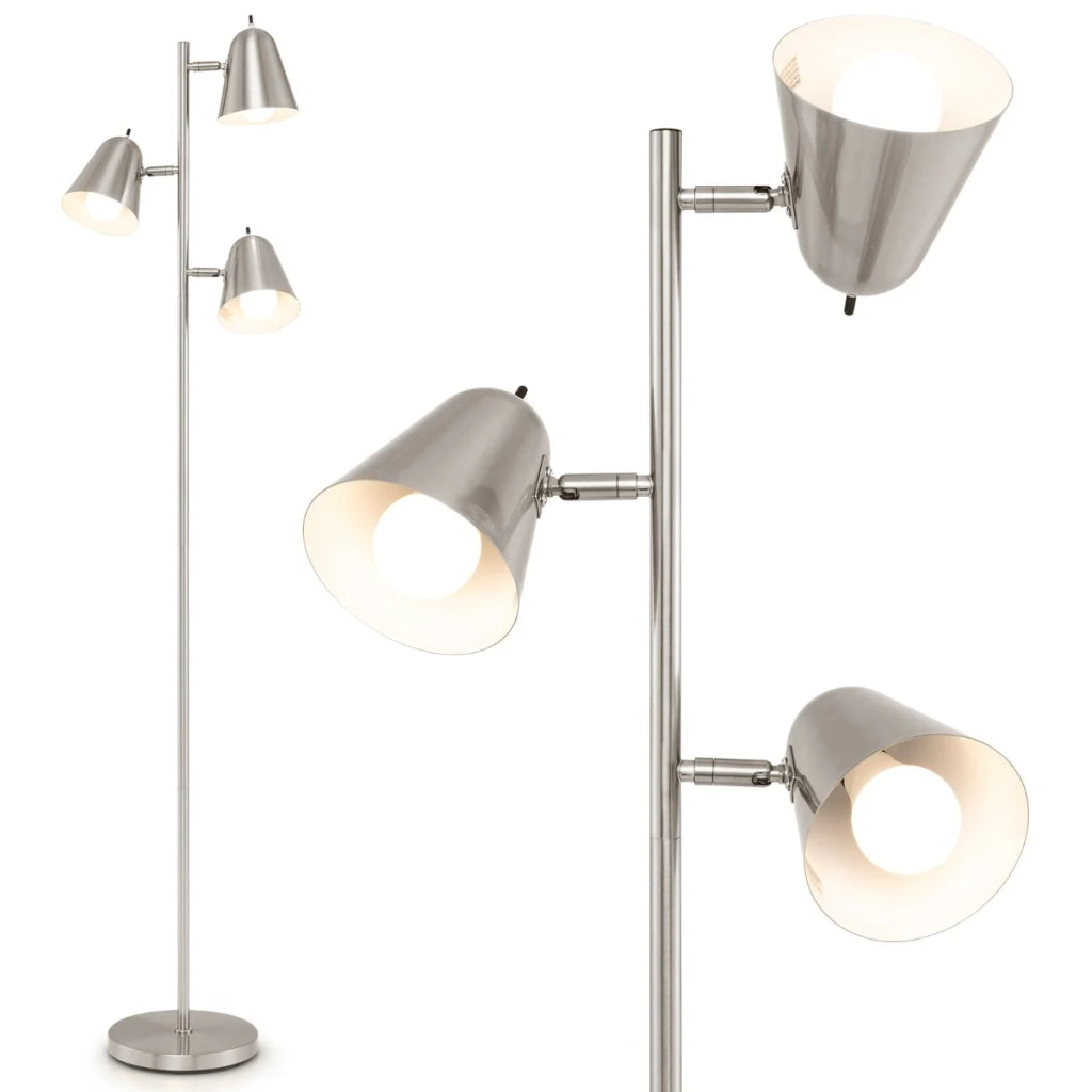 Lampada da terra Tree 25 x 163 cm 3 paralumi regolabili atmosfera accogliente stile moderno metallo argentato 20_0012298