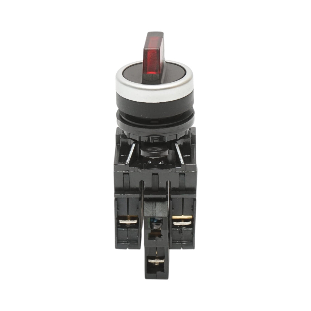 Selettore luminoso 24V AC/DC LED rosso con 2 posizioni 1NO+1NC, 10A/600V AC, 1A/250V DC LA42 Breckner Germany