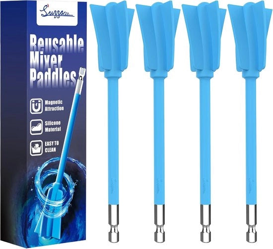 Pedine di miscelazione in silicone - 4 pezzi, miscelatori di vernice riciclabili per trapano, barra di mescolamento per resine epoxy per pigmenti e pittura