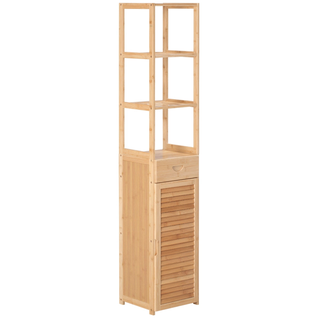 Mobile da Bagno ¨C Zephmum ¨C Bamb¨´, 3 Ripiani, Cassetto, 32x30x163 cm