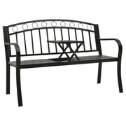 Panca da Giardino con Tavolino Nero 120 cm Acciaio