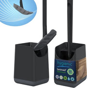 Spazzola per il water Silicone Dublin Nero - Massima Igiene Spazzola per il water - Spazzola per il water con Antibatterico - Senza Gocce - Manico Lungo Ergonomico - Supporto per Spazzola per il water Fissa al Pavimento