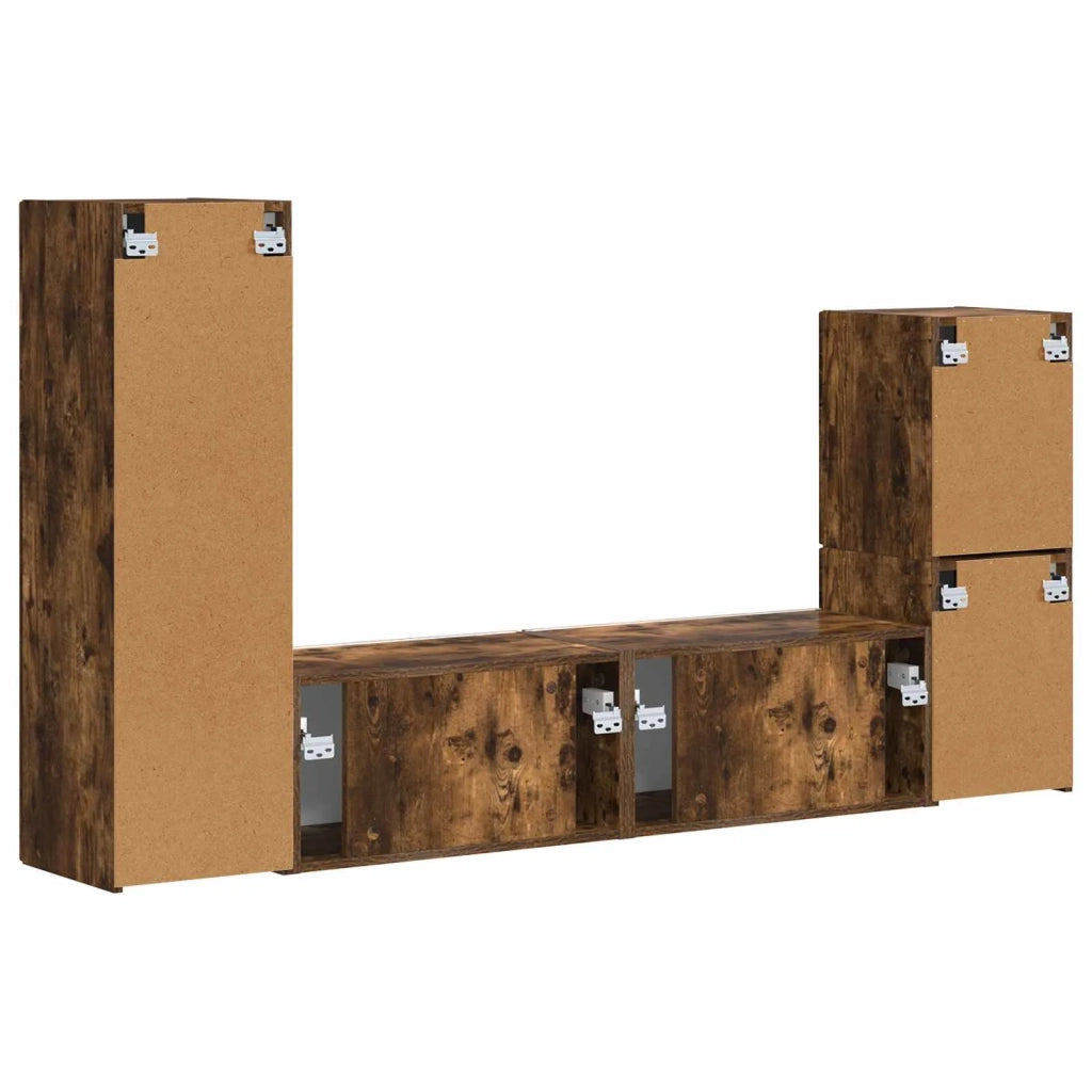 Set mobile TV 4 pz | Armadietto TV | Mobile Porta TV Rovere fum¨¦ Legno multistrato