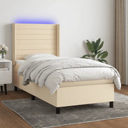 Letto a Molle con Materasso e LED Crema 100x200cm in Tessutocod mxl 99319
