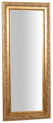 Biscottini Specchio Specchiera da parete e appendere verticale/orizzontale L35xPR4xH82 cm finitura foglia oro anticato.