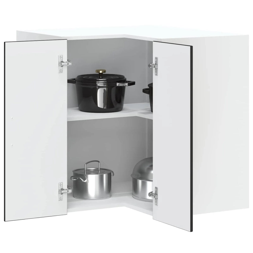 Armoire murale d'angle de cuisine Kalmar noir bois d'ingénierie