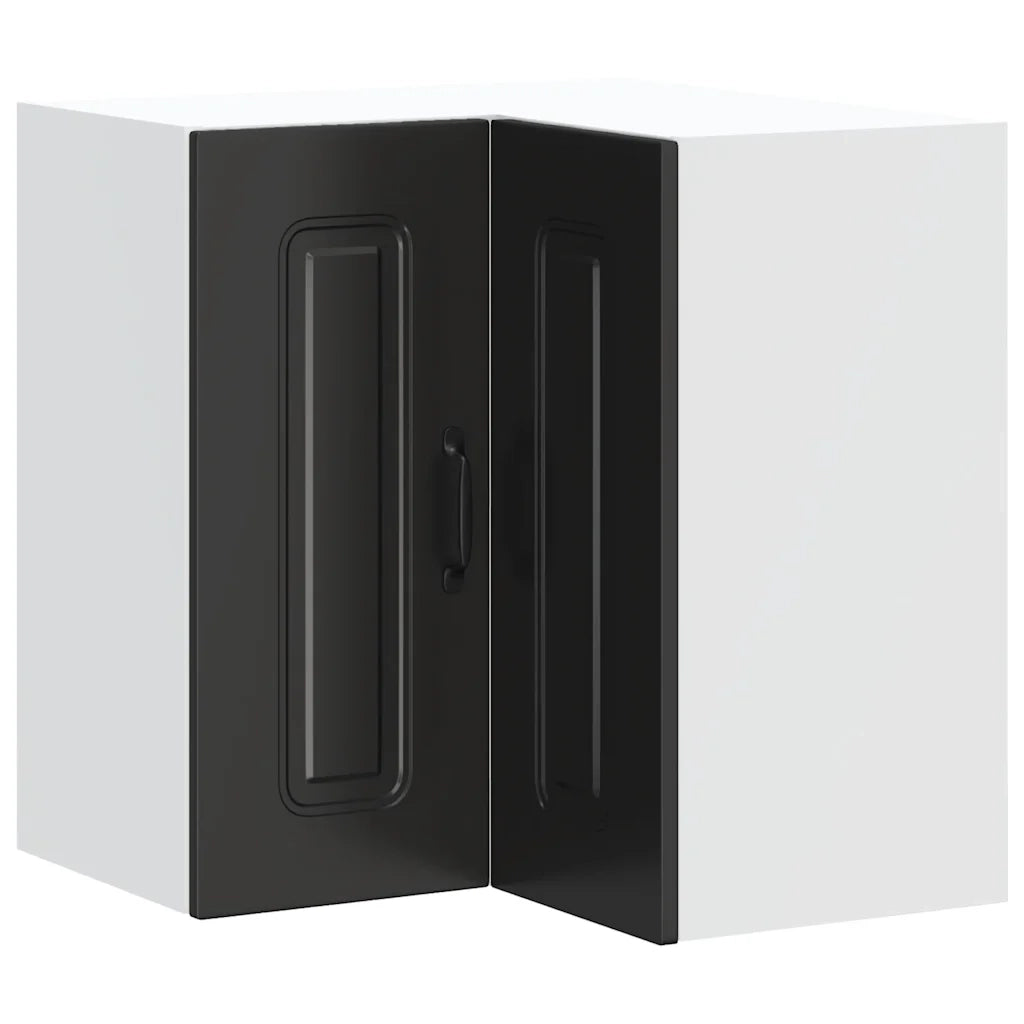Armoire murale d'angle de cuisine Kalmar noir bois d'ingénierie