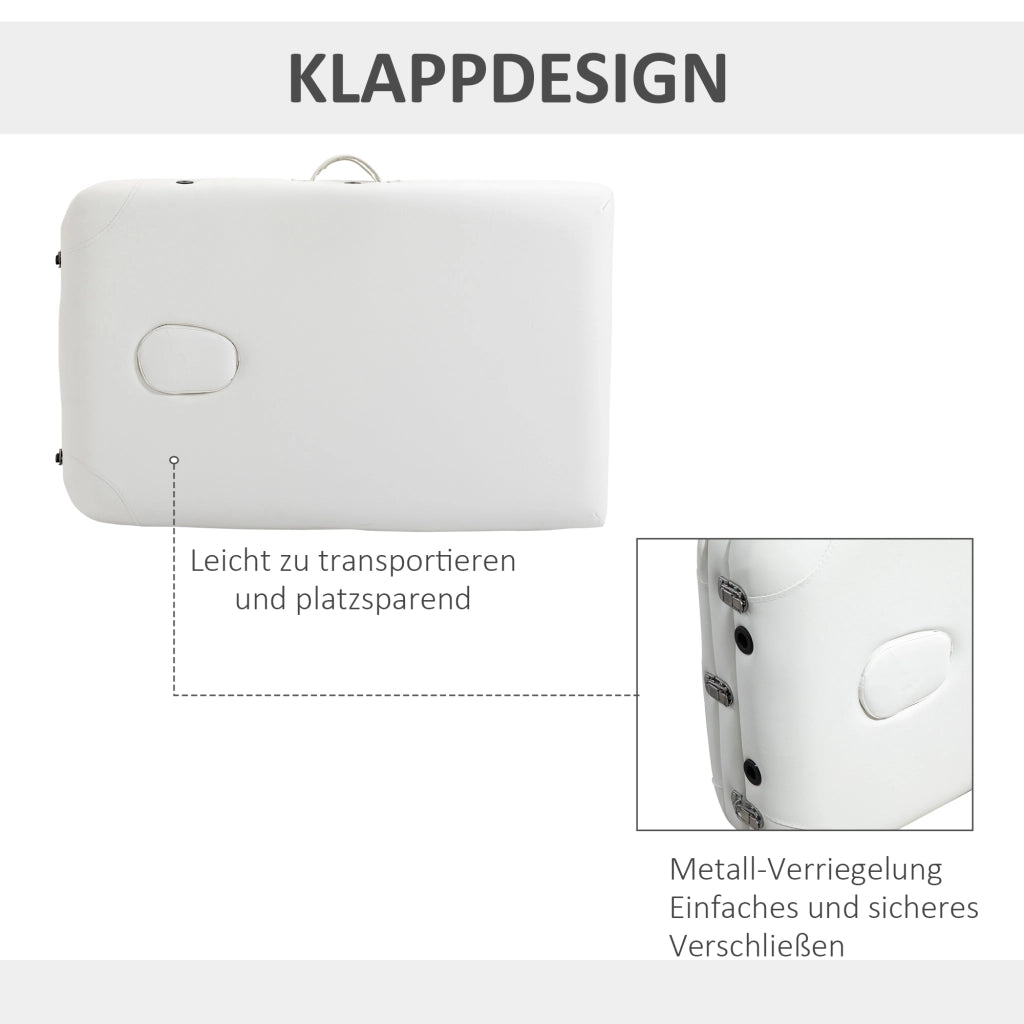 Letto Massaggio Portatile 3 Zone Regolabile in Altezza ¨C Minimal ¨C Bianco