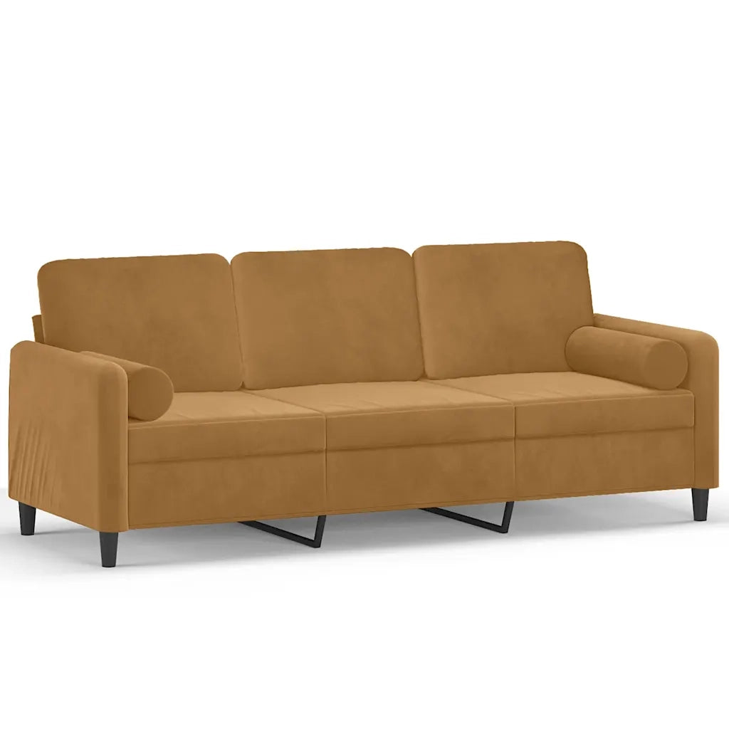 Divano a 3 Posti con Cuscini Marrone 180 cm in Vellutocod mxl 70957