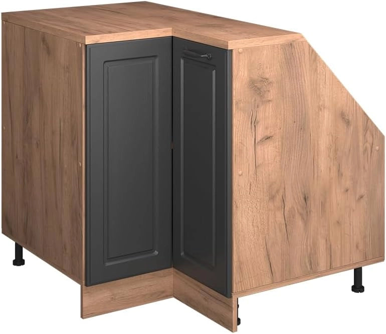 Mobile sottotetto Mobile angolare Rion, Antracite casa di campagna, 75.6 x 81.6 cm con 1 porta, carcassa dell’armadio profondità 60 cm, adatto per il salvaspazio sotto tetti spioventi